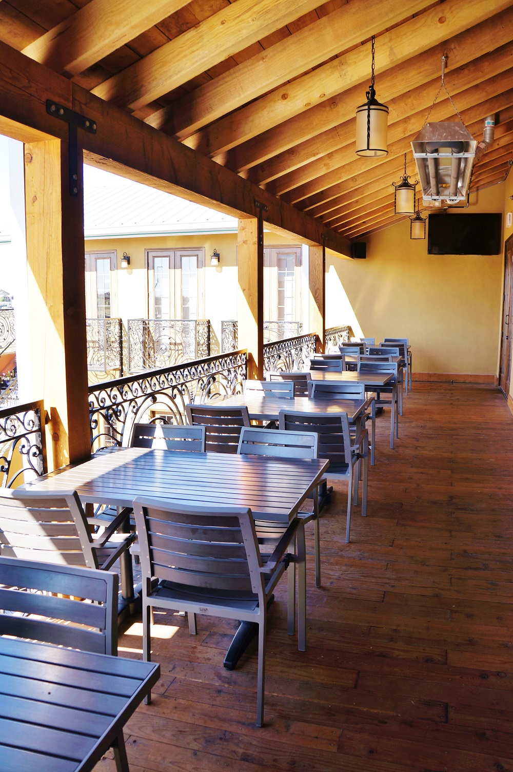 Covered patio seating at Albarran's
